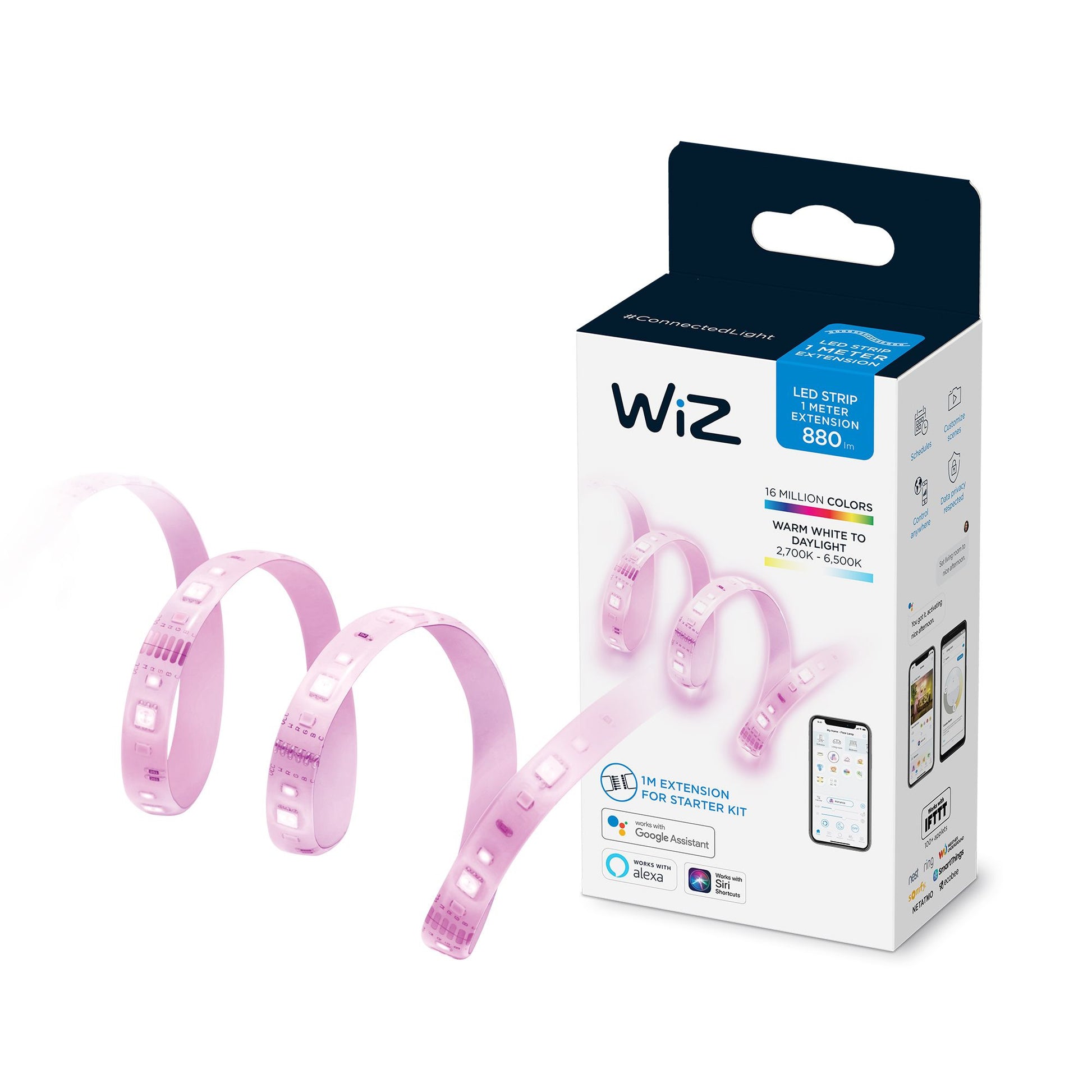 WiZ LED-Strip Verlängerung 1 m – Tunable White 2700–6500 K, 880 lm, 11 W, WLAN – für Apple AirPlay 2 – IP20