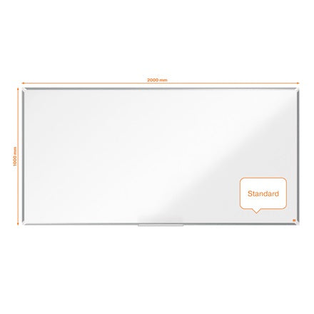 Nobo Whiteboard – 200 × 100 cm, Emaille, Aluminiumrahmen, Wandmontage, inkl. Stiftablage
