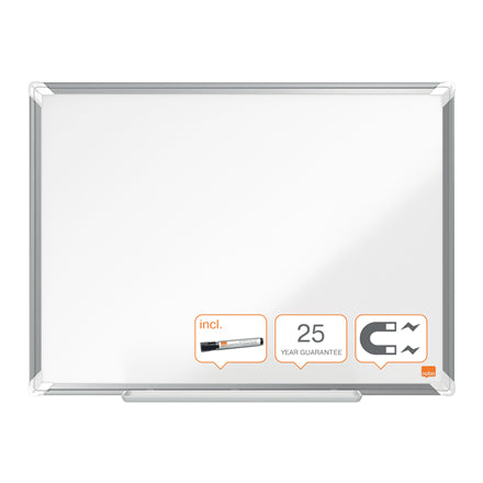 Nobo Whiteboard – 60 × 45 cm, Emaille, magnetisch, Aluminiumrahmen, Wandmontage, inkl. Stifteablage