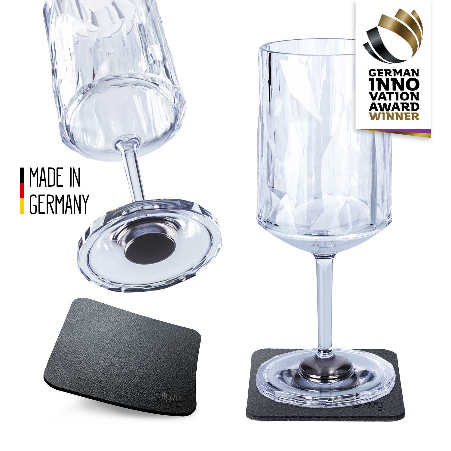 Silwy Weinglas – 0,30 l, Kunststoff, Transparent, 2 Stück