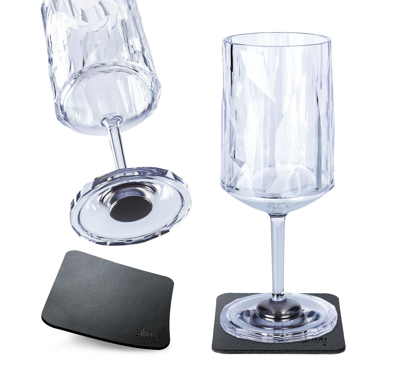 Silwy Weinglas – 0,30 l, Kunststoff, Transparent, 2 Stück