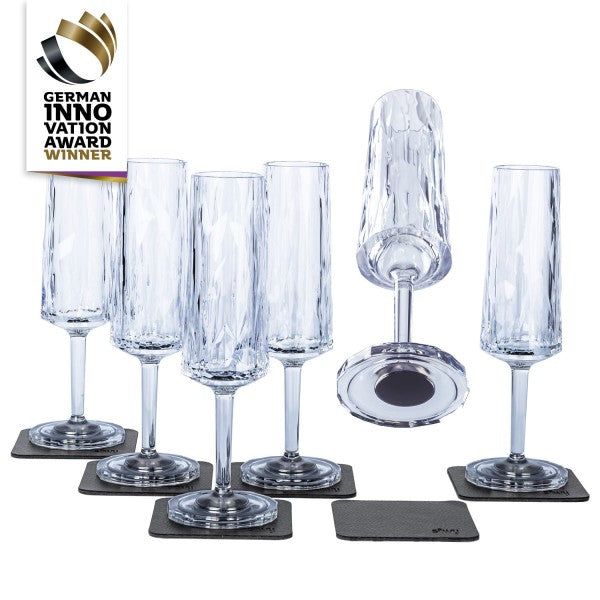 Silwy Hightech-Kunststoffgläser Champagnerflöte 150 ml – 6er-Set