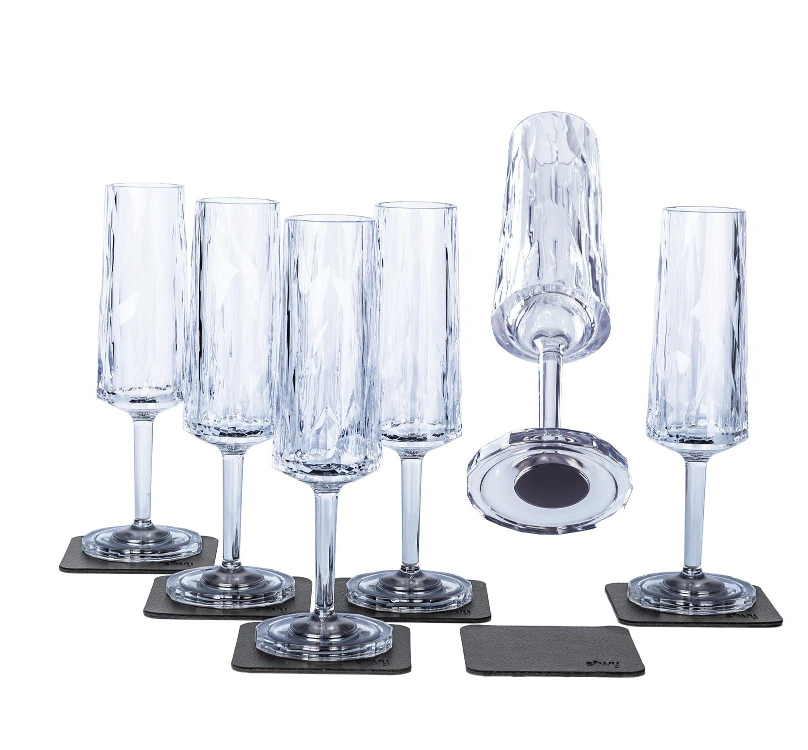 Silwy Hightech-Kunststoffgläser Champagnerflöte 150 ml – 6er-Set