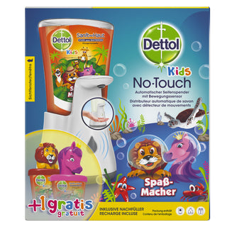 Dettol No Touch automatischer Seifenspender Starter-Set – Weiss, Gerät + Nachfüller 250 ml, Kids