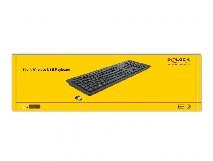 DeLOCK 12004 – Tastatur, kabellos (2,4 GHz), DE-Layout (DE), Fullsize (mit Ziffernblock), Scherenmechanik, Schwarz