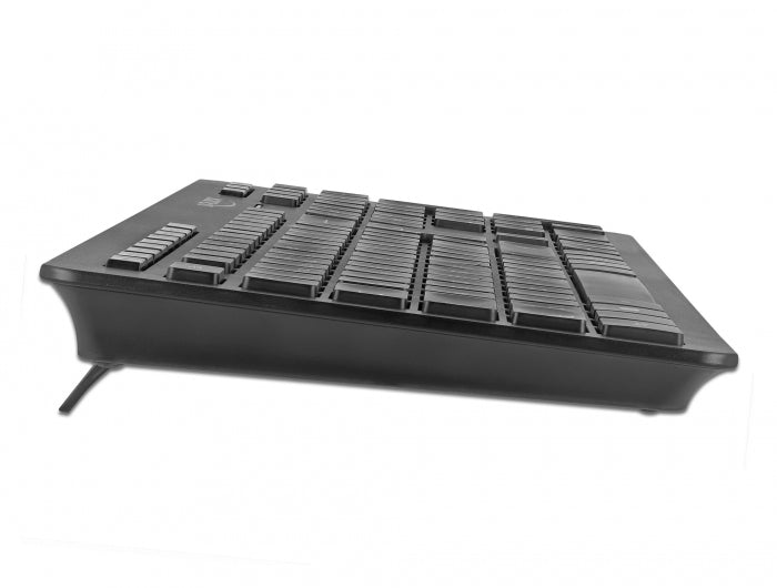 DeLOCK 12004 – Tastatur, kabellos (2,4 GHz), DE-Layout (DE), Fullsize (mit Ziffernblock), Scherenmechanik, Schwarz