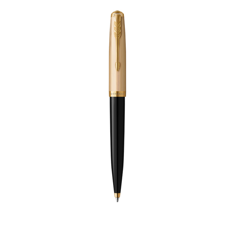 Parker 51 Black G.C. Kugelschreiber – Schwarz, Medium, Druck, Harz, Gold, nachfüllbar, Geschenkbox