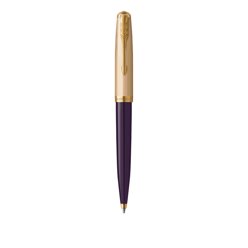 Parker 51 Kugelschreiber – Schwarz, Medium, Druck, Harz, Blau/Gold, vergoldete Kappe, nachfüllbar, Geschenkbox