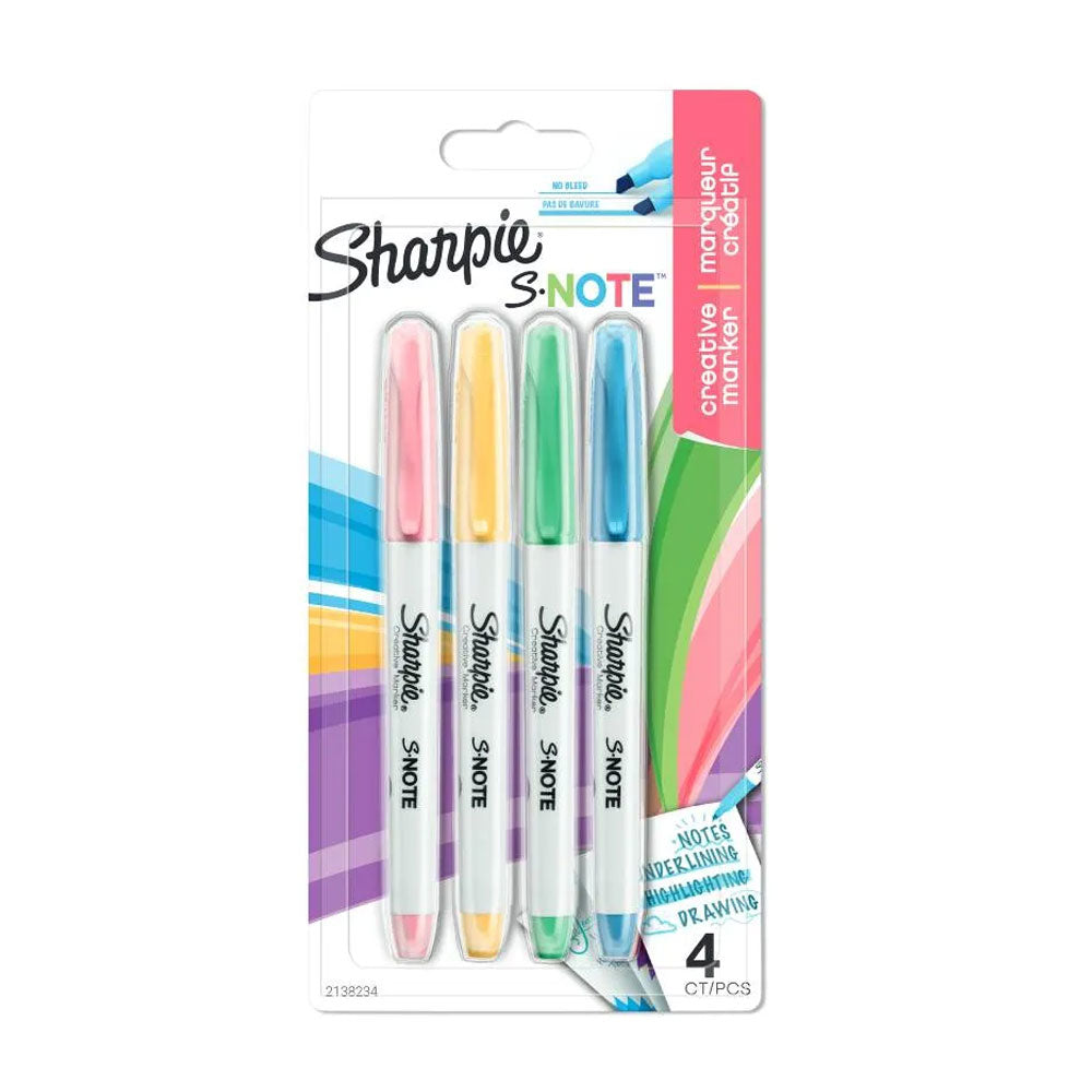 Sharpie S-NOTE Filzstifte, Doppelspitze – Keilspitze, 2–15 mm, schnell trocknend, 4 Farben
