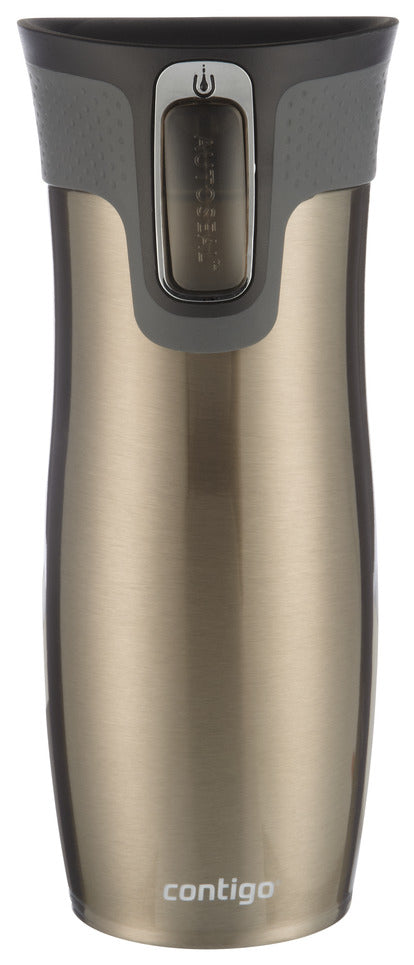 CONTIGO West Loop Thermobecher 470 ml – doppelwandig 5 h heiss/12 h kalt, Edelstahl, Klappdeckel, Bronze
