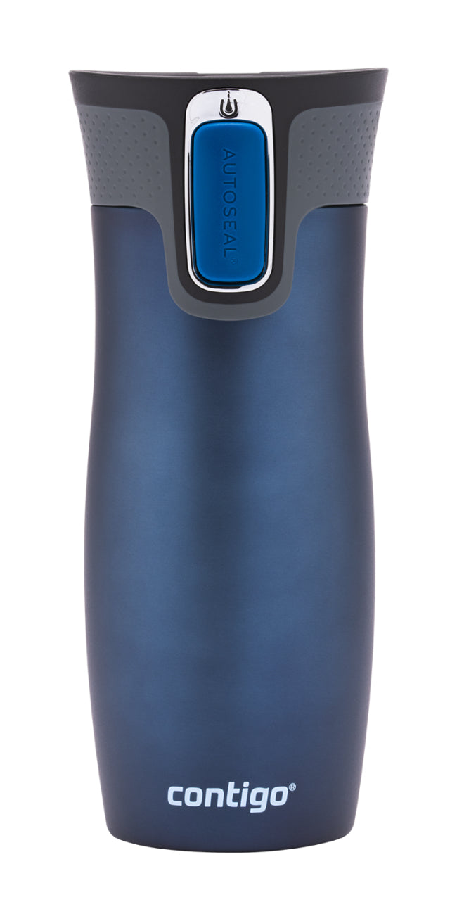 Contigo West Loop Thermobecher 470 ml – doppelwandig 5 h heiss/12 h kalt, Edelstahl, Autoseal, Dunkelblau