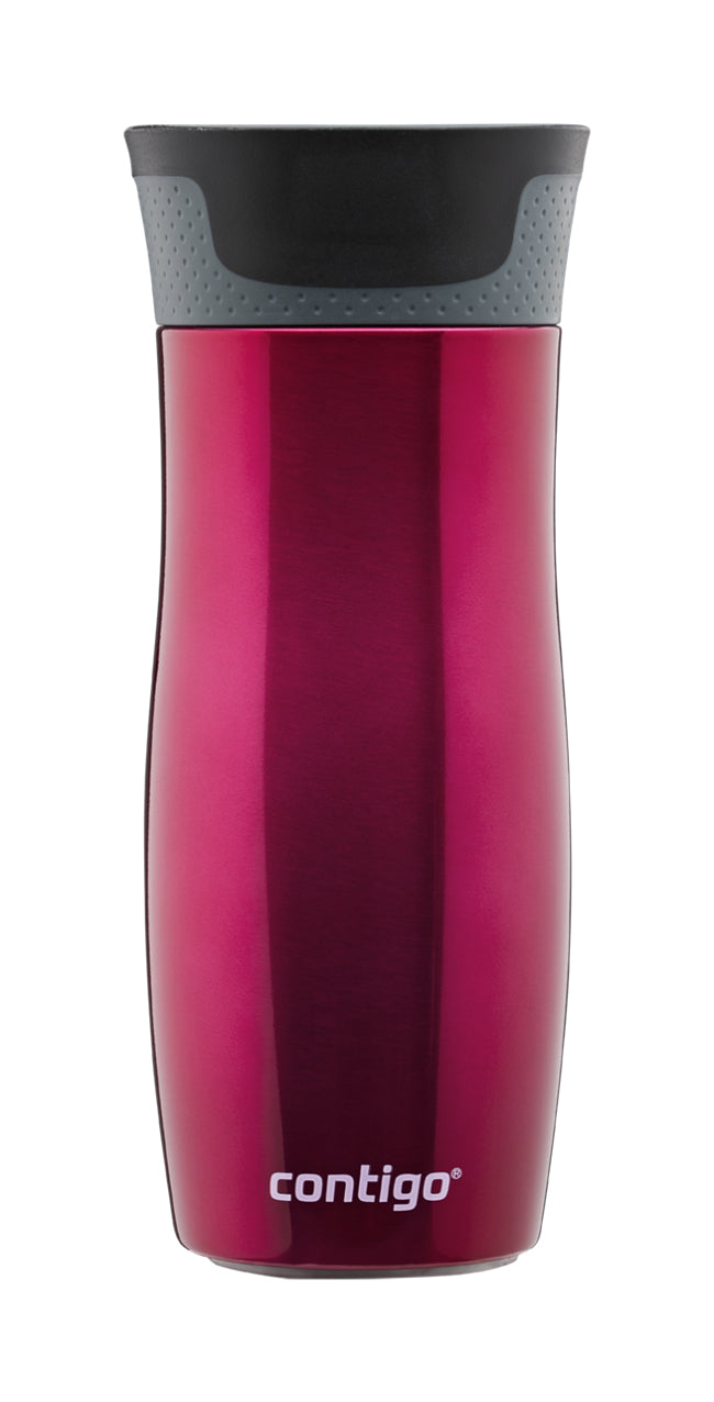 CONTIGO Thermobecher West Loop – 470 ml, Ø 9,0 cm, H 20,5 cm, Edelstahl, Rosa, vakuumisoliert, auslaufsicher