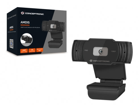 Conceptronic AMDIS04B Webcam – Full HD 1080p, 30 fps, USB 2.0 – Schwarz