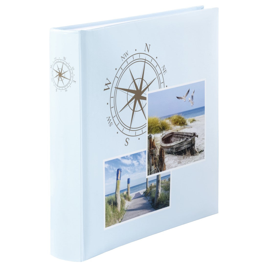 Hama Fotoalbum Jumbo Compass – für 300 × 300 mm, hellblau, mit Pergaminzwischenblättern, Karton