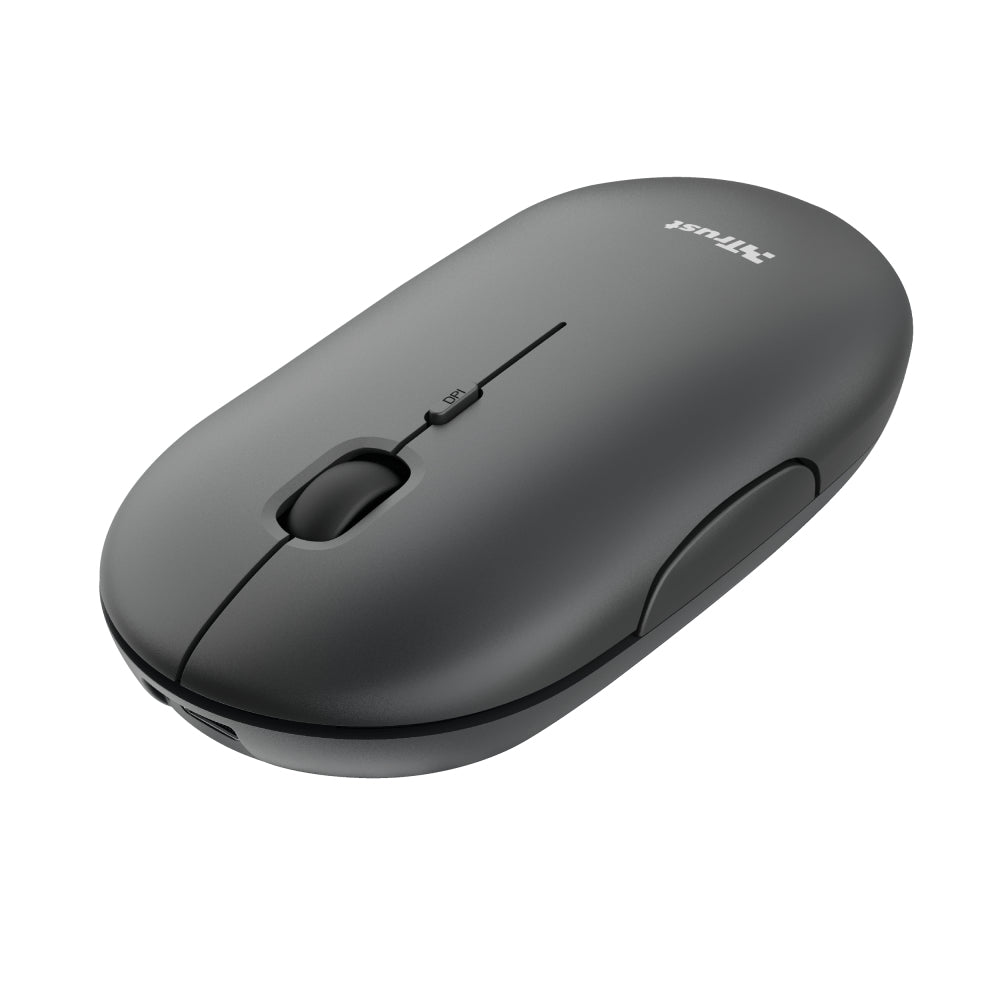 Trust Puck – Maus – Kabellos (Bluetooth/2,4 GHz), 1600 DPI, beidhändig, Schwarz