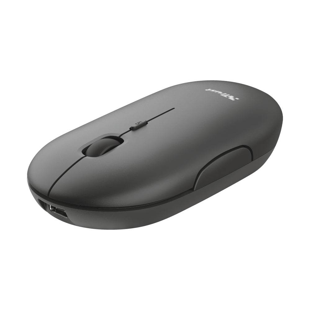Trust Puck – Maus – Kabellos (Bluetooth/2,4 GHz), 1600 DPI, beidhändig, Schwarz