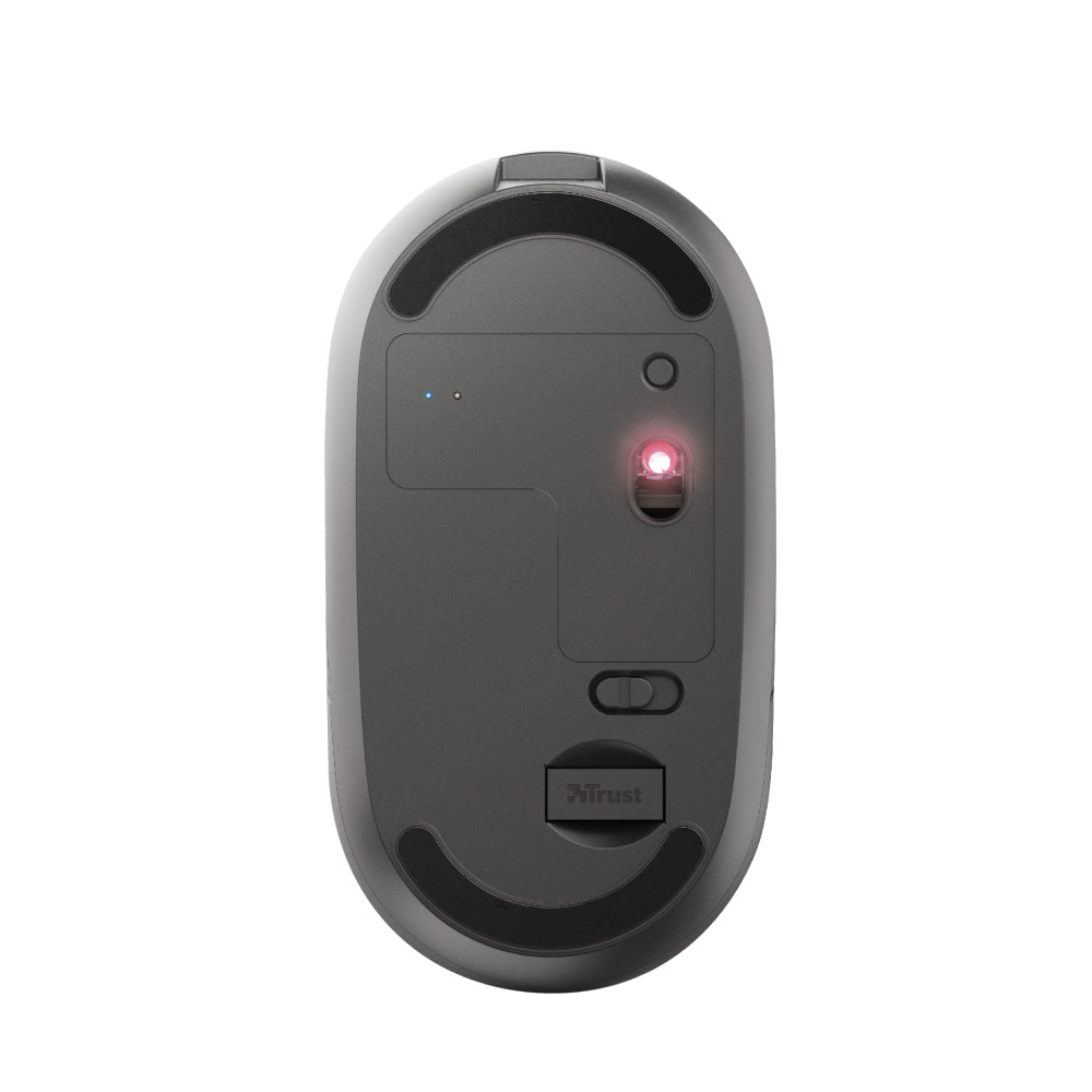 Trust Puck – Maus – Kabellos (Bluetooth/2,4 GHz), 1600 DPI, beidhändig, Schwarz