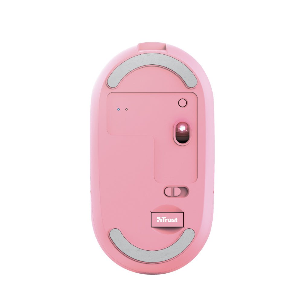 Trust Puck – Maus – Kabellos (Bluetooth/2,4 GHz), 1600 DPI, Beidhändig, Pink