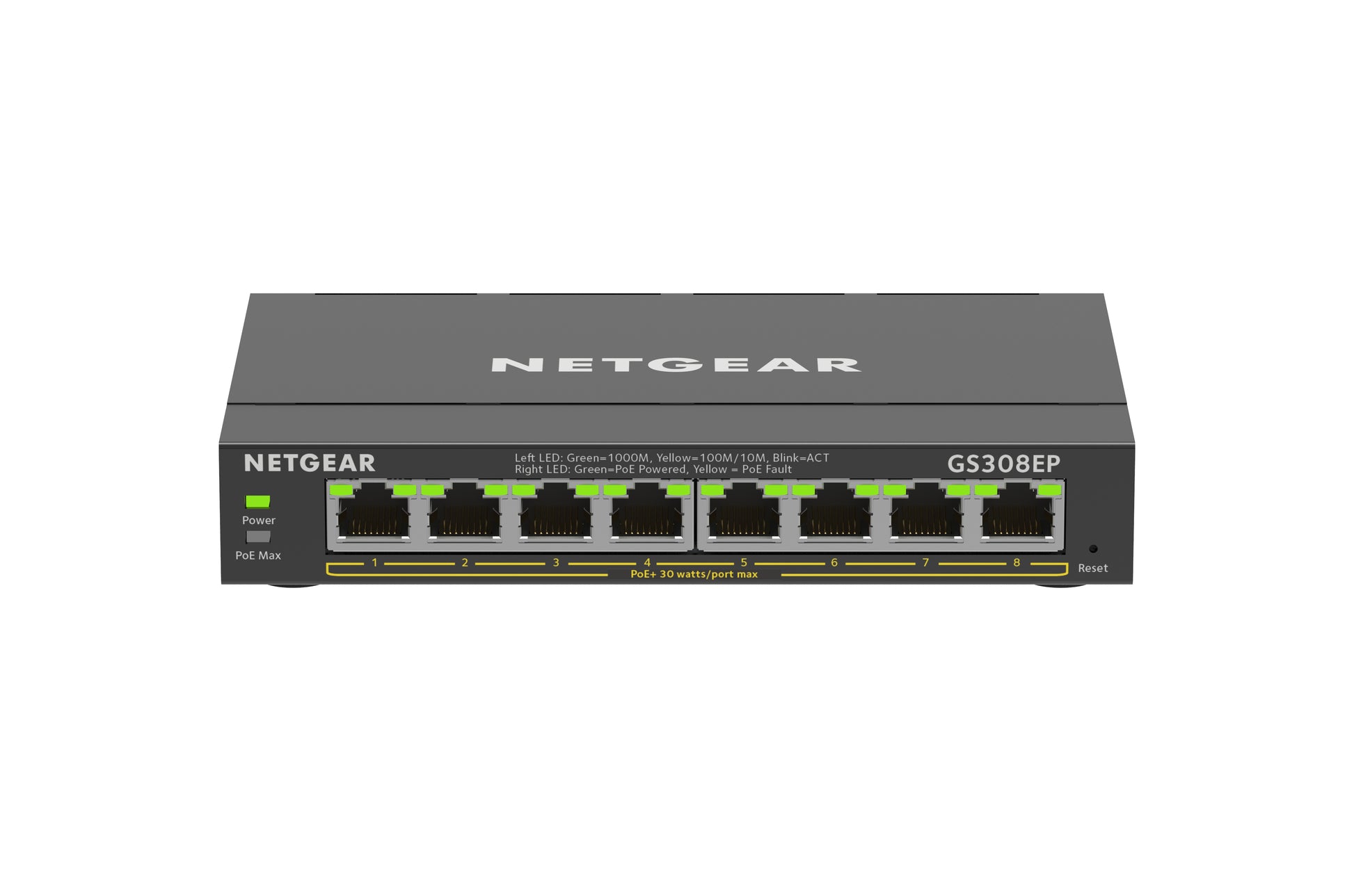 NETGEAR GS308EP – Managed Switch – 8×GbE, L2/L3, PoE+