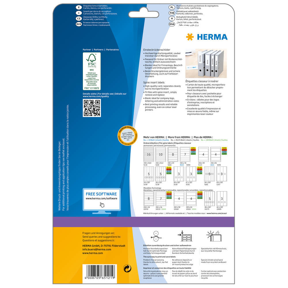 HERMA Schuletiketten – 50×146 mm, 125 Stk, 25 Bogen, Papier, nicht klebend