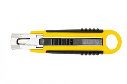 Q-CONNECT Sicherheitscutter – 18 mm, linkshändergeeignet, gelb, inkl. 1 Klinge