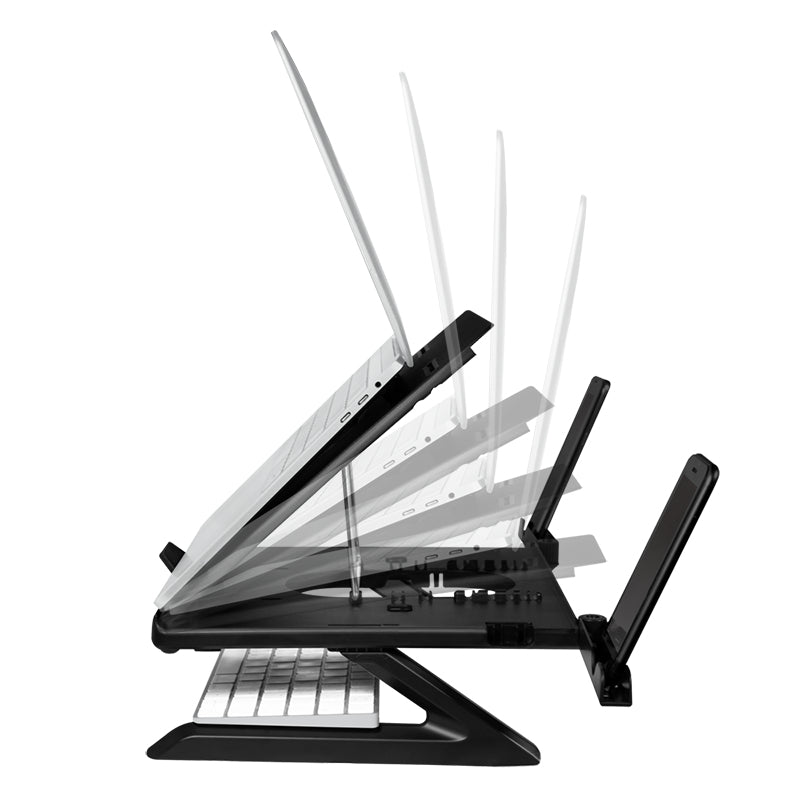 LogiLink Laptop-Ständer – für Notebooks bis 16", faltbar, inkl. Smartphone-Halterung – Schwarz