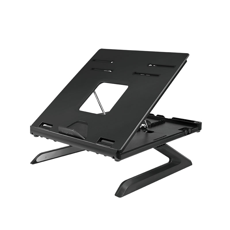 LogiLink Laptop-Ständer – für Notebooks bis 16", faltbar, inkl. Smartphone-Halterung – Schwarz