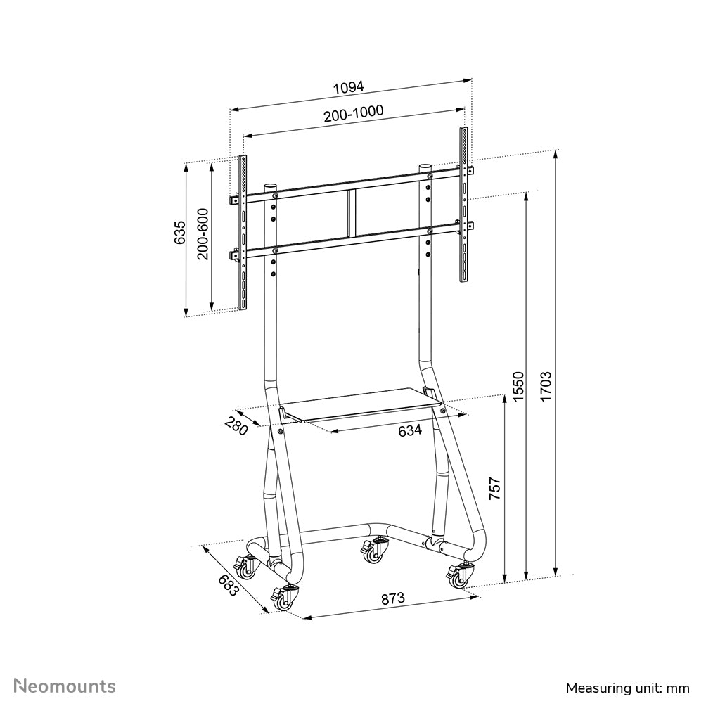 Neomounts Displayständer für 60–100", VESA 400×400, bis 100 kg, Schwarz