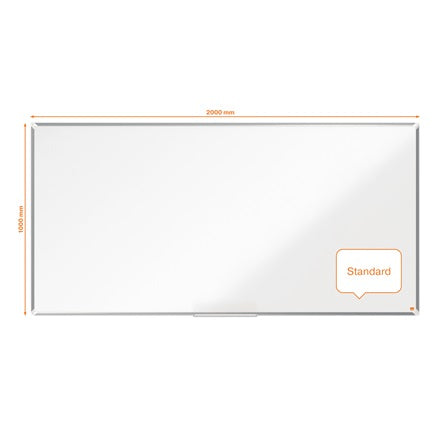 Nobo Whiteboard – 200 × 100 cm, lackierter Stahl, Alu-Rahmen, Wandmontage