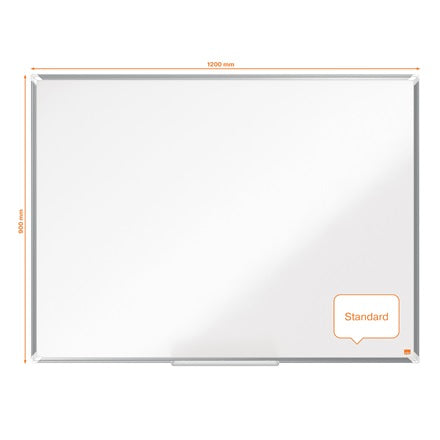 Nobo Whiteboard – 120 × 90 cm, Stahl, magnetisch, Aluminiumrahmen, Wandmontage, inkl. Marker, Markerablage