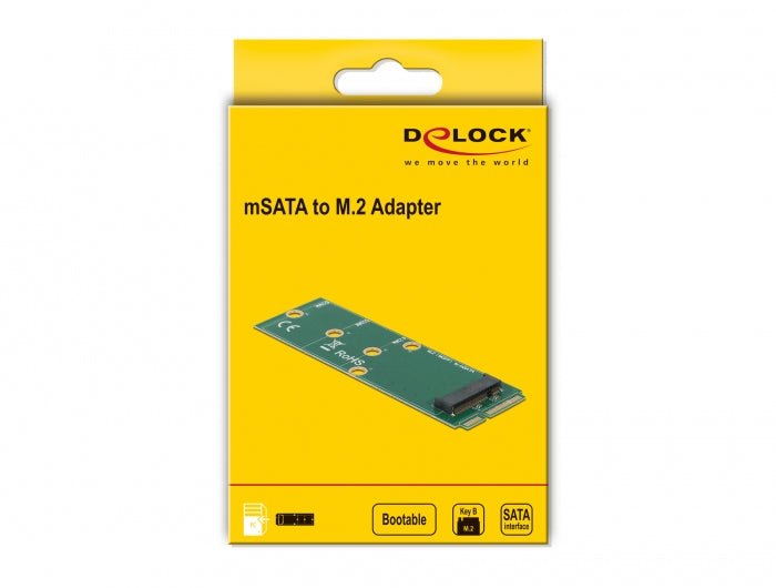 DeLOCK Adapter mSATA zu M.2 Key B – mSATA Formfaktor, 30 × 95 × 4 mm