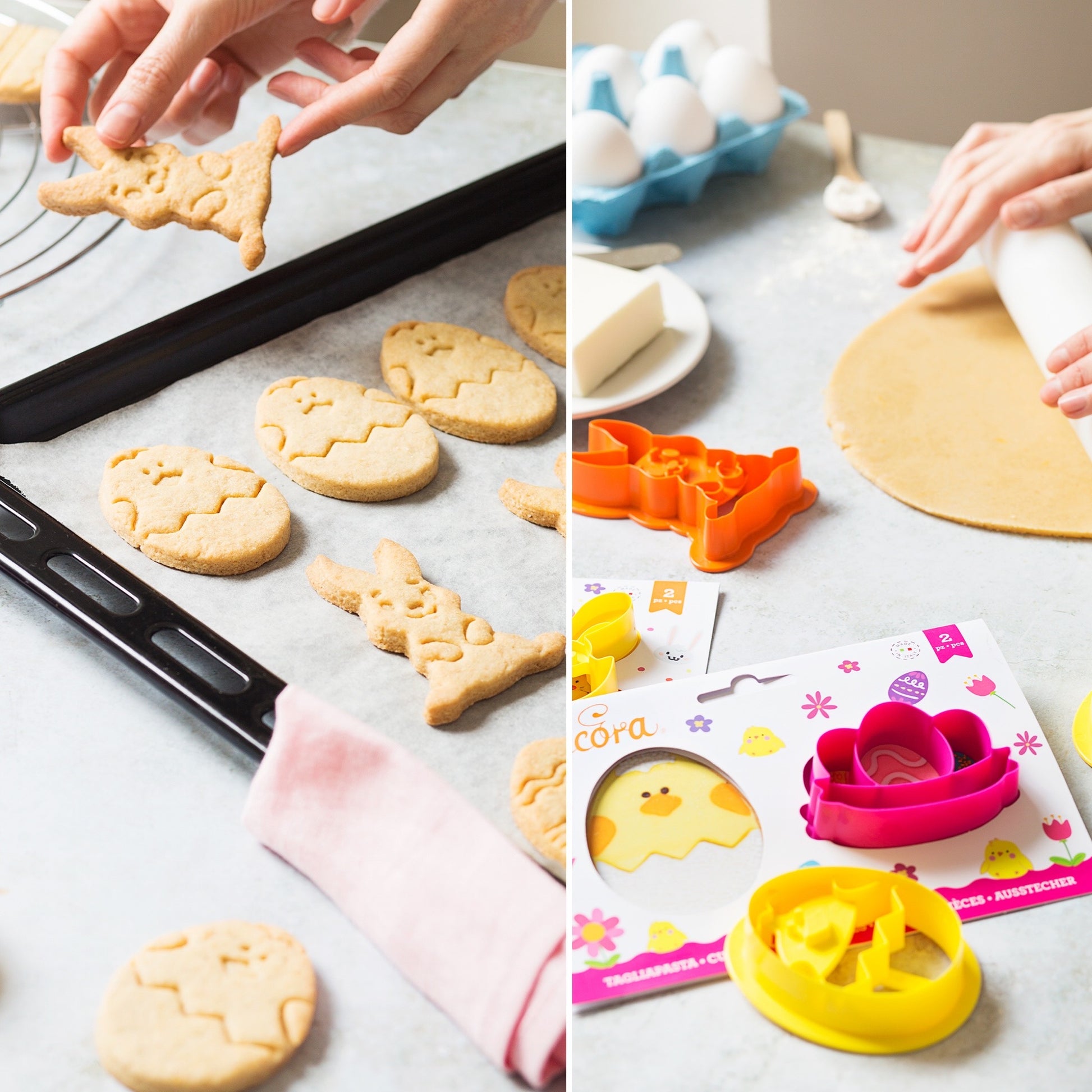 Decora Mini-Oster-Ausstecher – Hase & Ei – Kunststoff – Mehrfarbig – 2 Stück