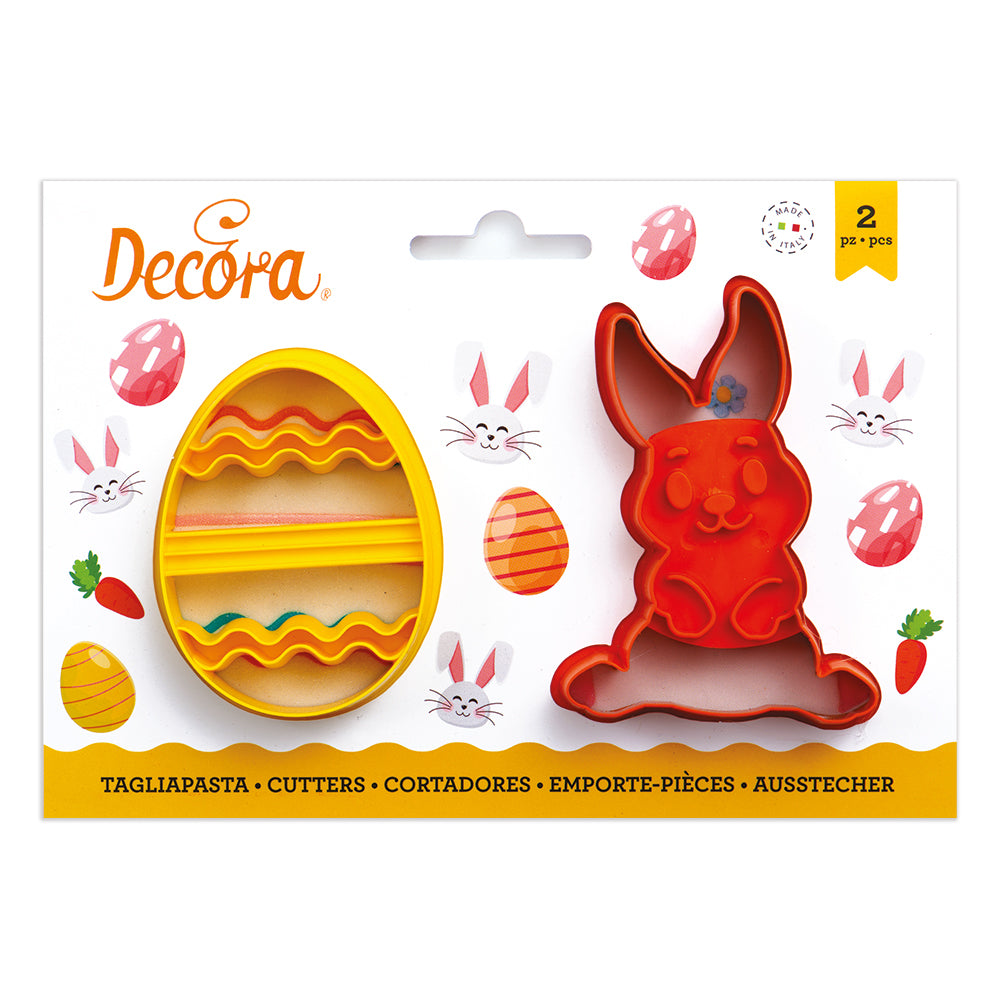 Decora Mini-Oster-Ausstecher – Hase & Ei – Kunststoff – Mehrfarbig – 2 Stück