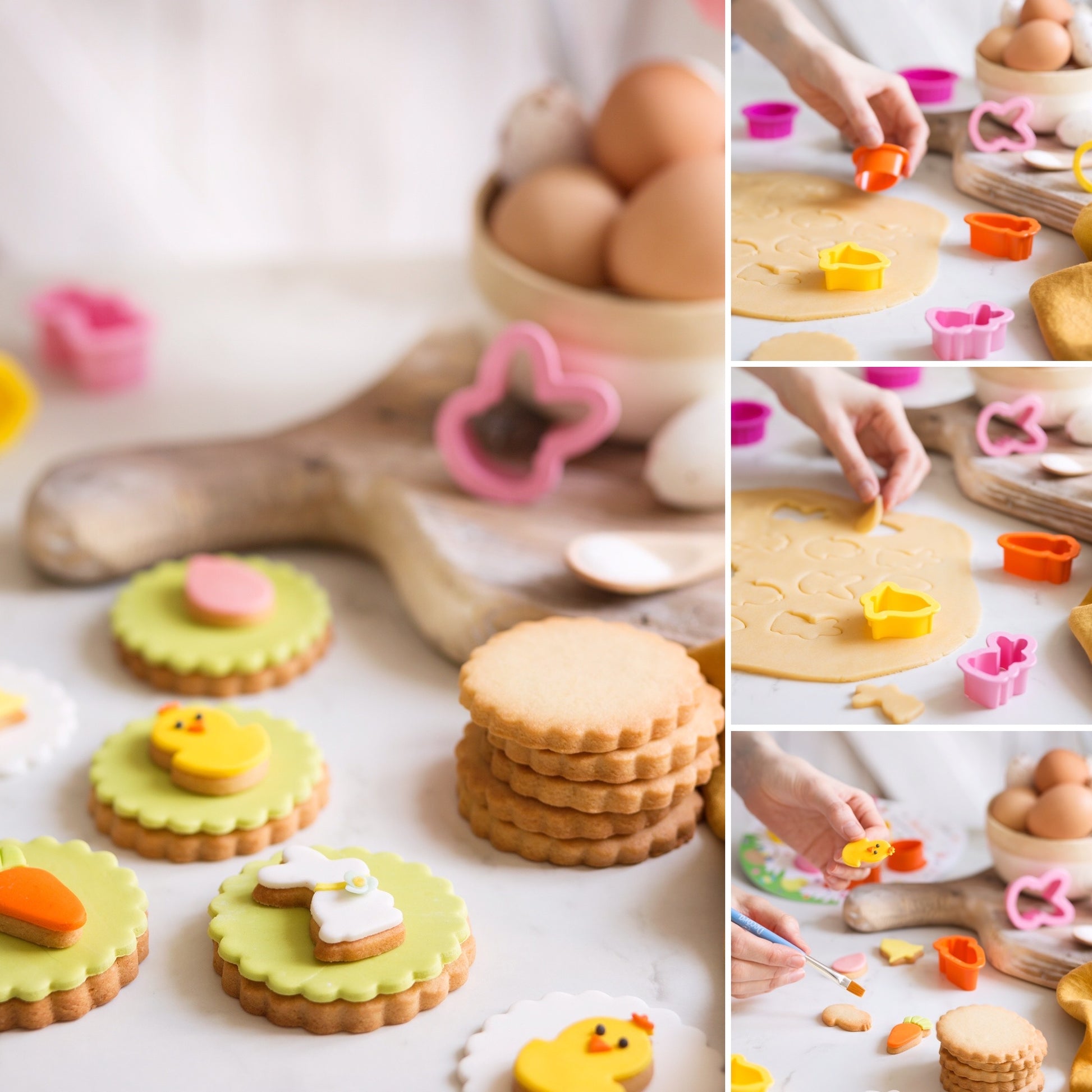 Decora Ausstecher-Set – 6-teilig – Hasenkopf, Glocke, Karotte, Ei, Hase, Küken – Kunststoff – Mehrfarbig