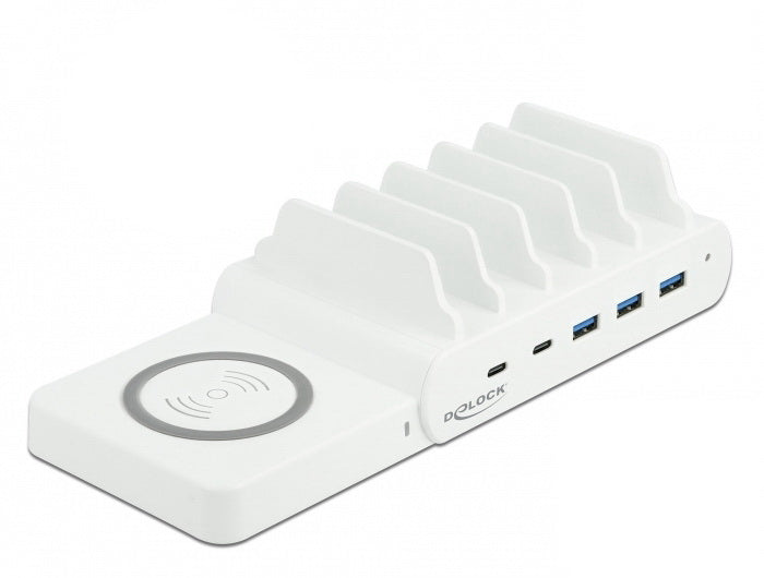 Delock Ladestation 2 × USB-C PD+ 3 × USB-A – Weiss Gehäuse, 6 Geräte gleichzeitig