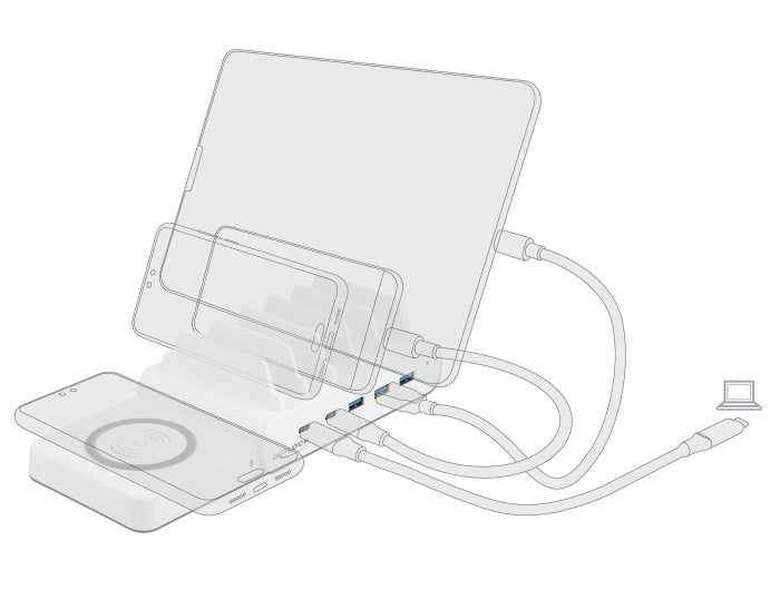 Delock Ladestation 2 × USB-C PD+ 3 × USB-A – Weiss Gehäuse, 6 Geräte gleichzeitig