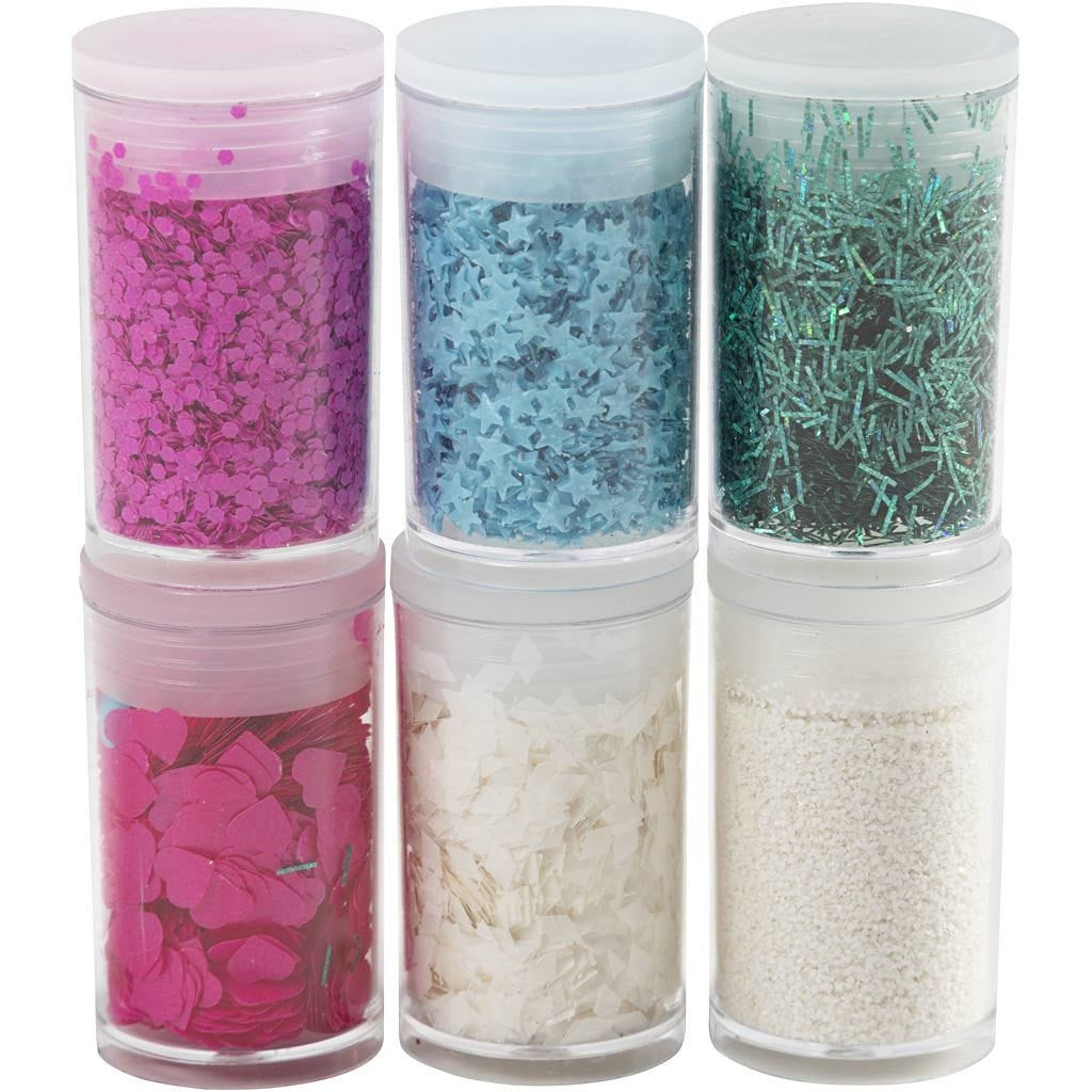 Creativ Company Glitzer- und Pailetten-Set, Mehrfarbig, 6 × 5 g