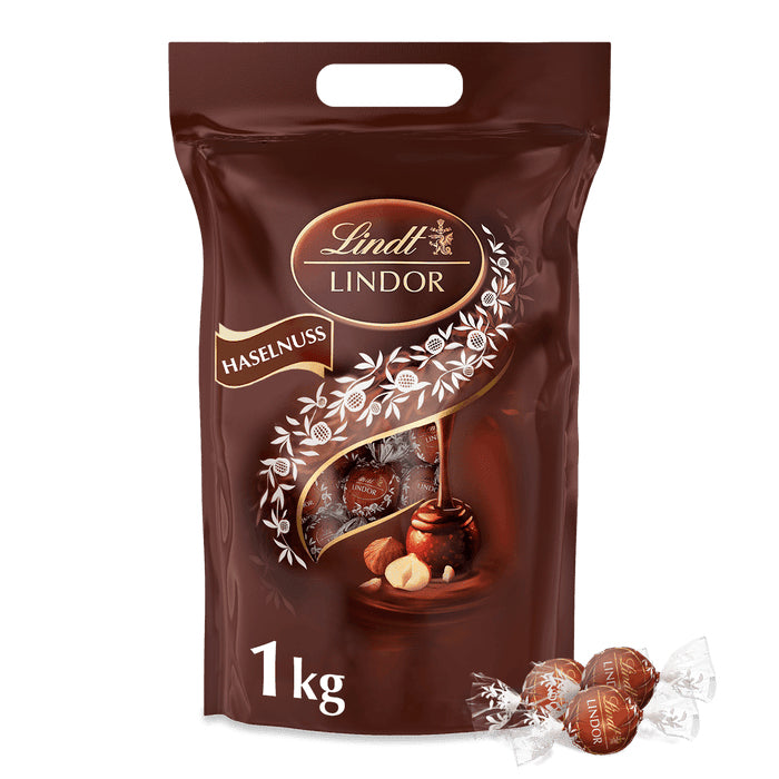 Lindt Lindor Schokoladenkugeln – Haselnuss – 80 Stück, 1 kg