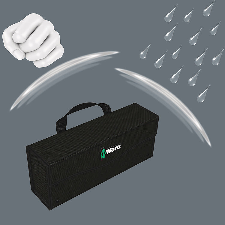 Wera 2go 3 Werkzeugbox – mit Deckel, mit Griff, schwarz, Kunststoff, B 325 × H 130 × T 80 mm