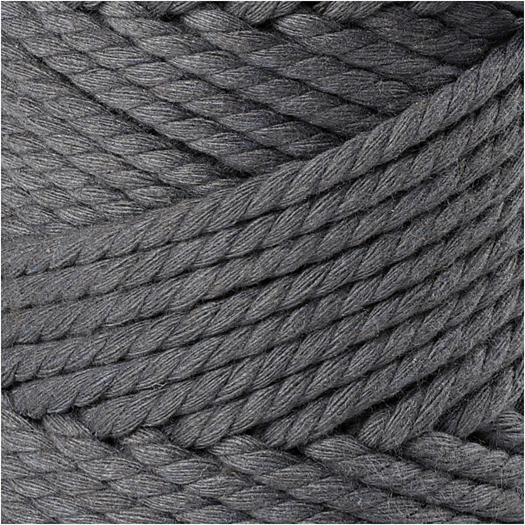 Creativ Company Seil Makramee-Kordel Grau – Ø 4 mm, 330 g, 55 m, Baumwolle
