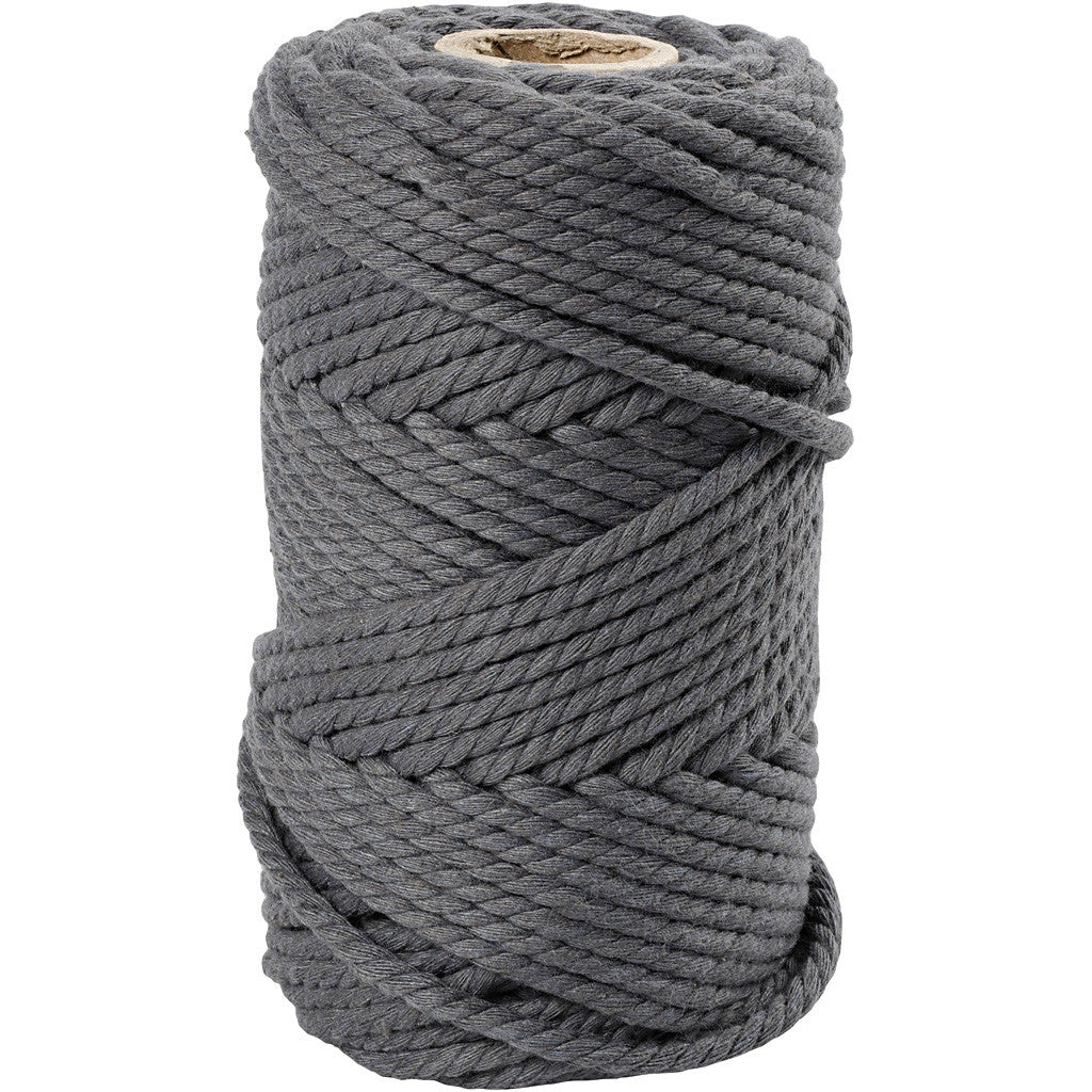 Creativ Company Seil Makramee-Kordel Grau – Ø 4 mm, 330 g, 55 m, Baumwolle