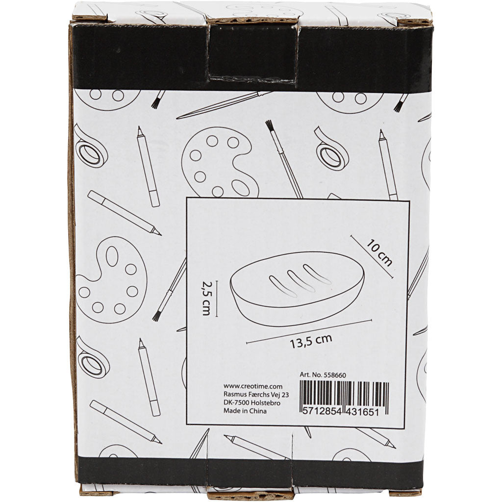 Creativ Company Seifenschale – Keramik, 10×13,5×2,5 cm, Oval, Weiss