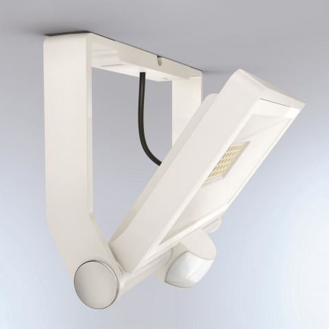 STEINEL Aussenwandleuchte – Warmweiss – 3000 K – IP44 – Netzbetrieb – mit Bewegungsmelder – Weiss – Aluminium