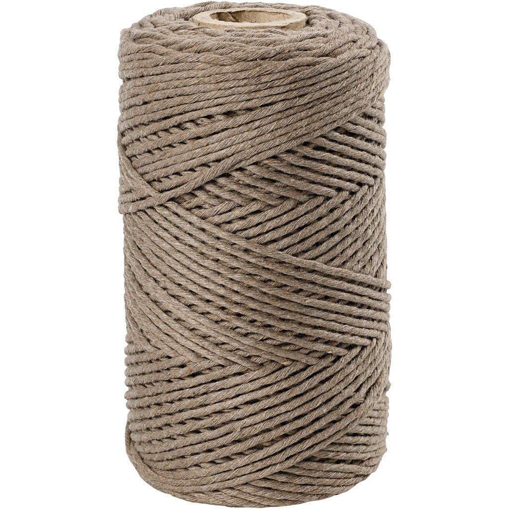 Creativ Company 414761 Makramee-Kordel Hellbraun – Ø 2 mm, 330 g, 198 m, Baumwolle