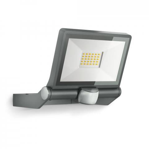 STEINEL Aussenwandleuchte – 23 W, Warmweiss, 3000 K, IP44, Netzbetrieb – mit Bewegungsmelder, Grau, Aluminium