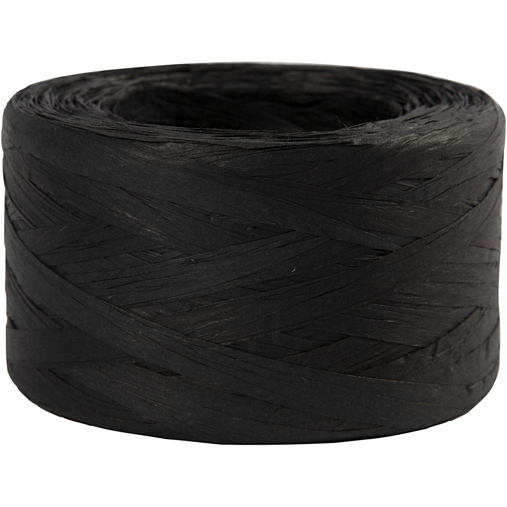 Creativ Company Geschenkband Raffiabast, Schwarz – 8 mm × 100 m