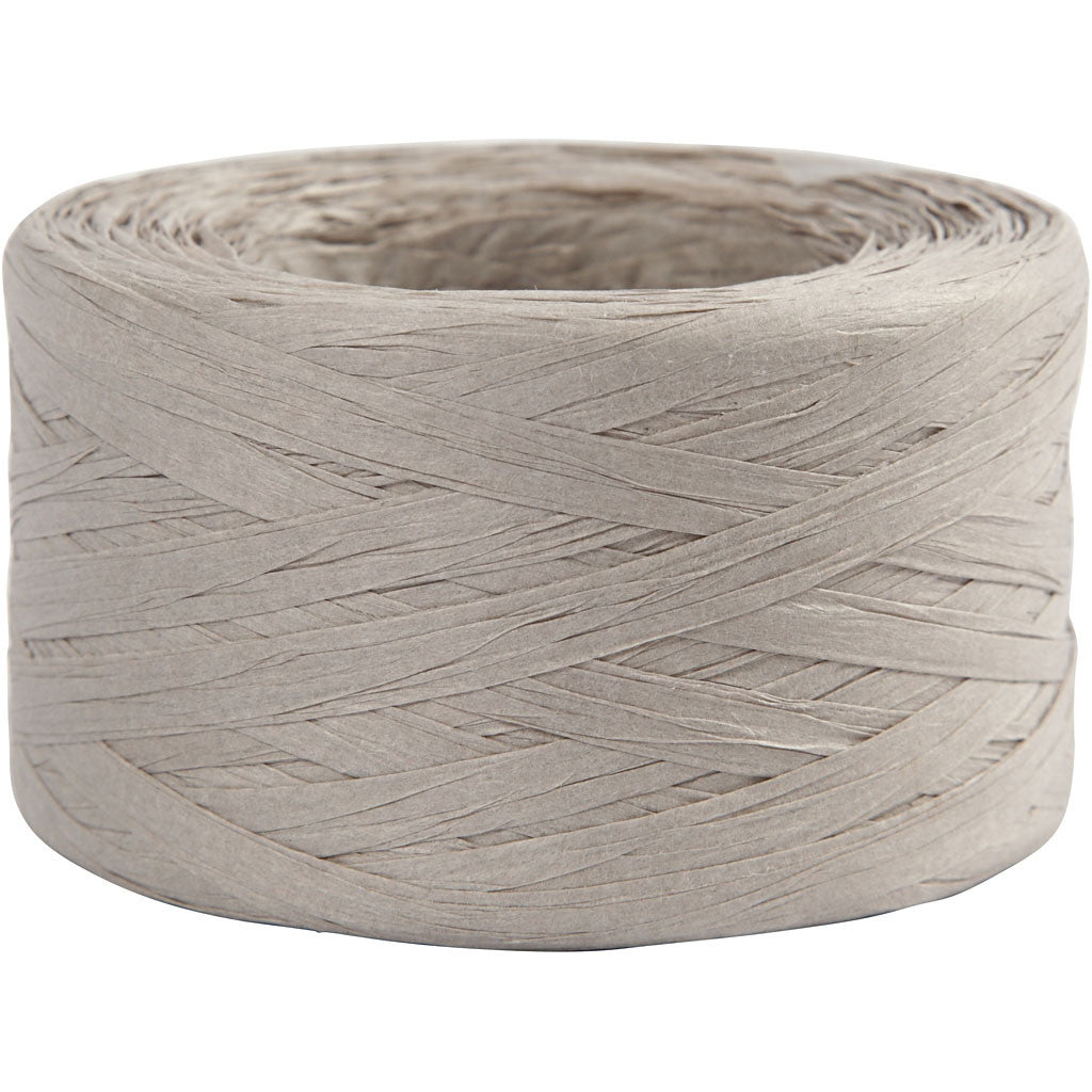 Creativ Company Geschenkband Papier Raffiabast Hellgrau – 8 mm × 100 m