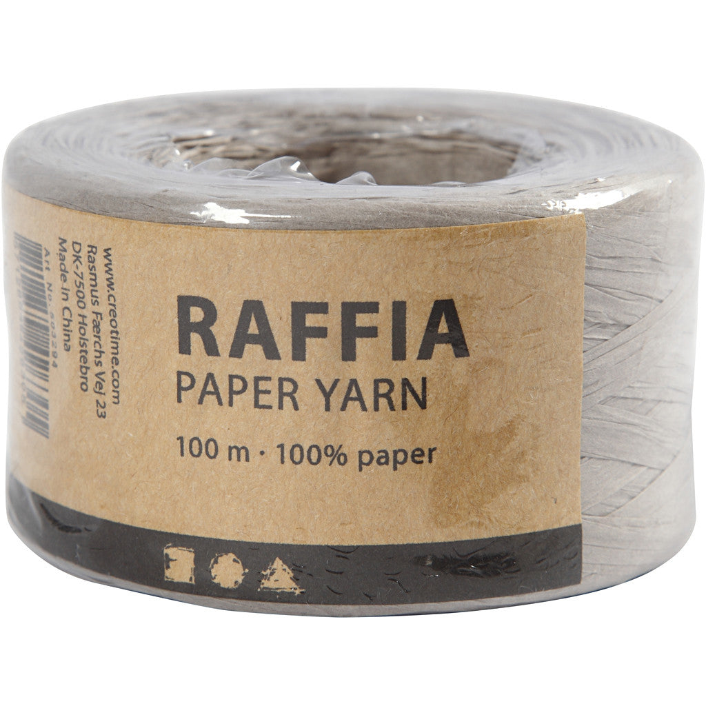 Creativ Company Geschenkband Papier Raffiabast Hellgrau – 8 mm × 100 m