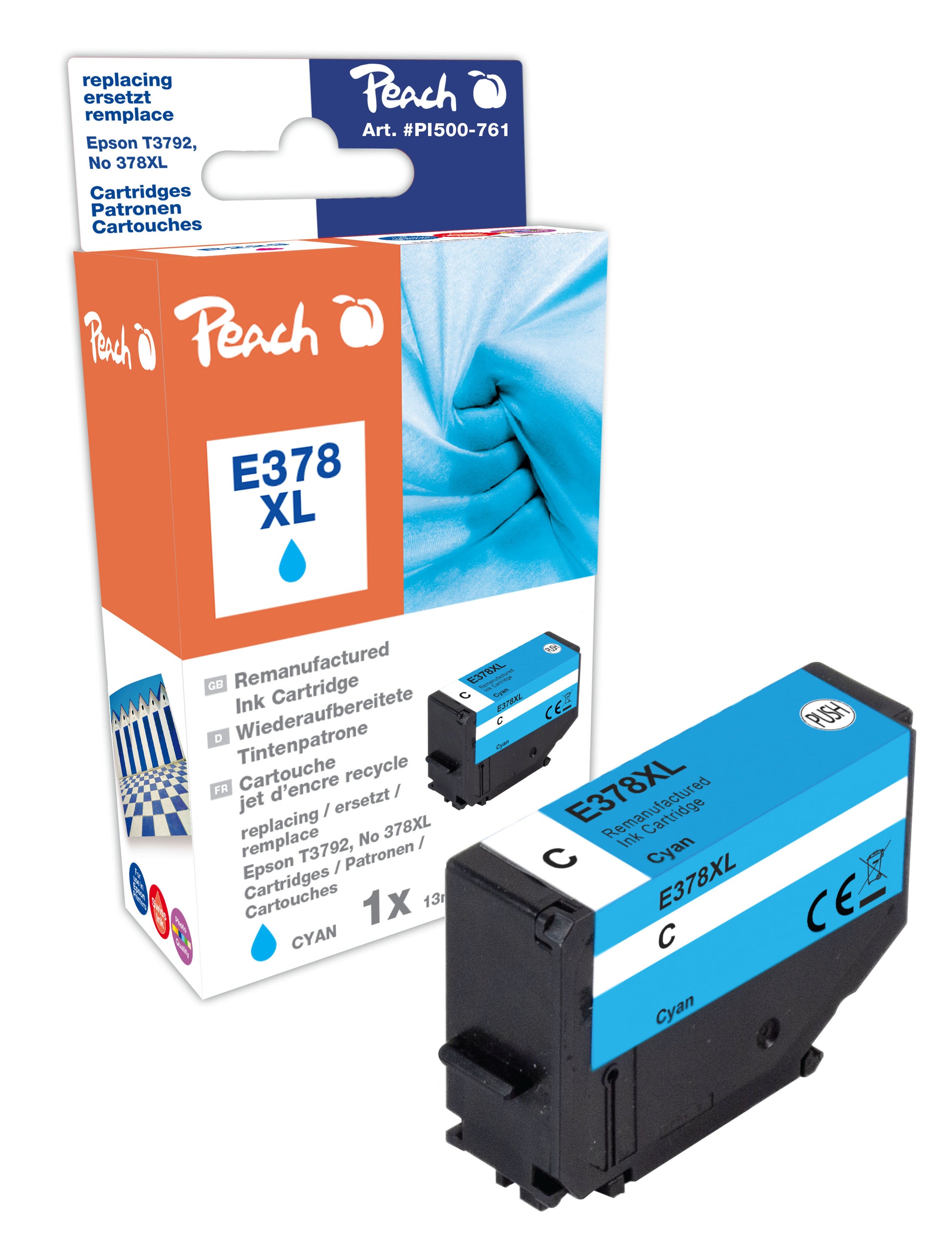 Peach T3792XL Cyan Tintenpatrone (Kompatibel) – 830 Seiten – für Epson XP-15000/XP-8000/XP-8500