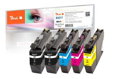 Peach LC-3217 Tintenpatronen-Multipack, Schwarz/Cyan/Magenta/Gelb (Kompatibel) – für Brother MFCJ 5330/5335 …